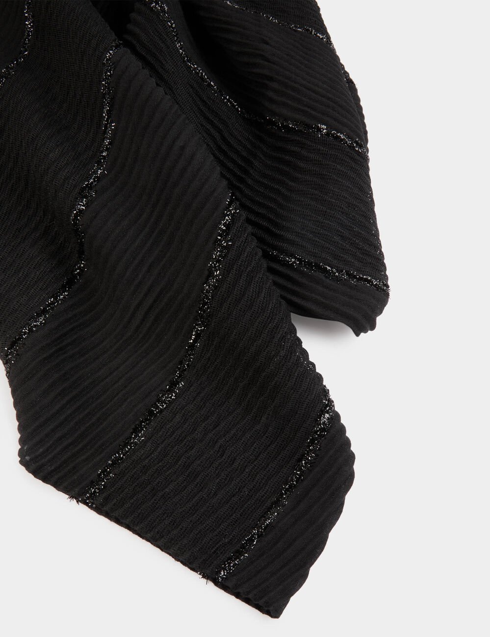 Foulard plissé métallisé noir femme