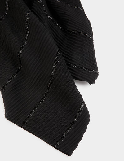 Foulard plissé métallisé noir femme