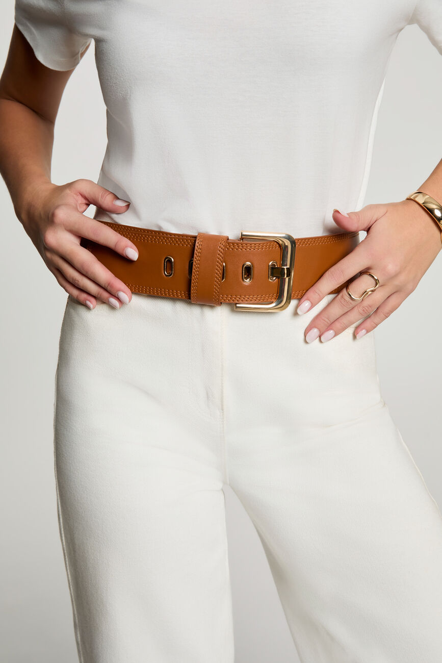 Brede riem van imitatieleer camel vrouw