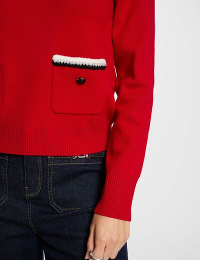Trui met ronde hals en lange mouwen rood vrouw