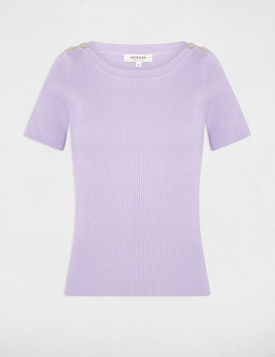 Boothals trui met knopen mauve vrouw