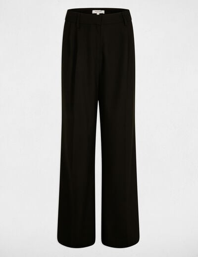 Pantalon large &agrave; pinces noir femme