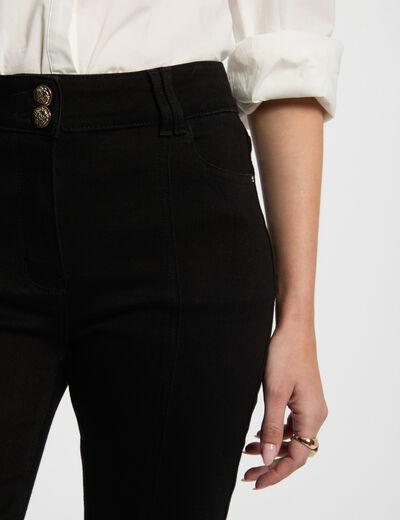 Bootcut jeans met splitten zwart vrouw