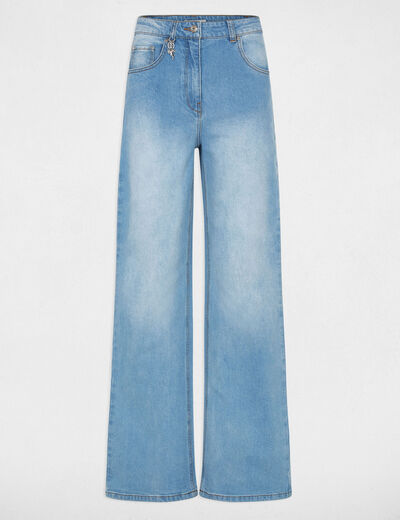 Jean large taille haute denim double stone femme