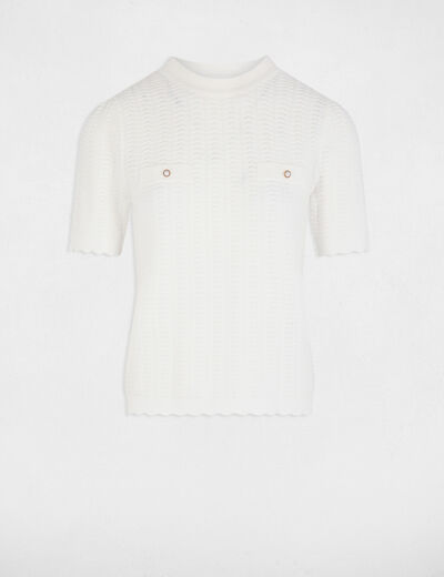 Pull manches courtes blanc femme