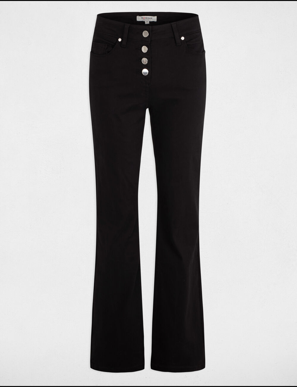 Bootcut broek met knoopsluiting zwart vrouw