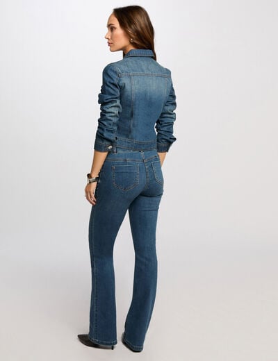 Korte denim jas stone washed denim vrouw