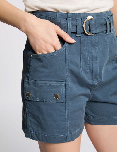 Cargoshort met riem bleu pétrole vrouw