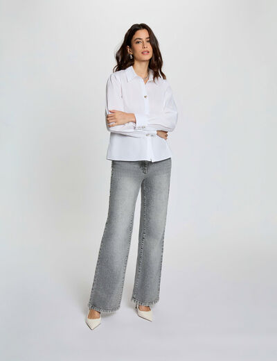 Jean large taille haute denim snow gris femme