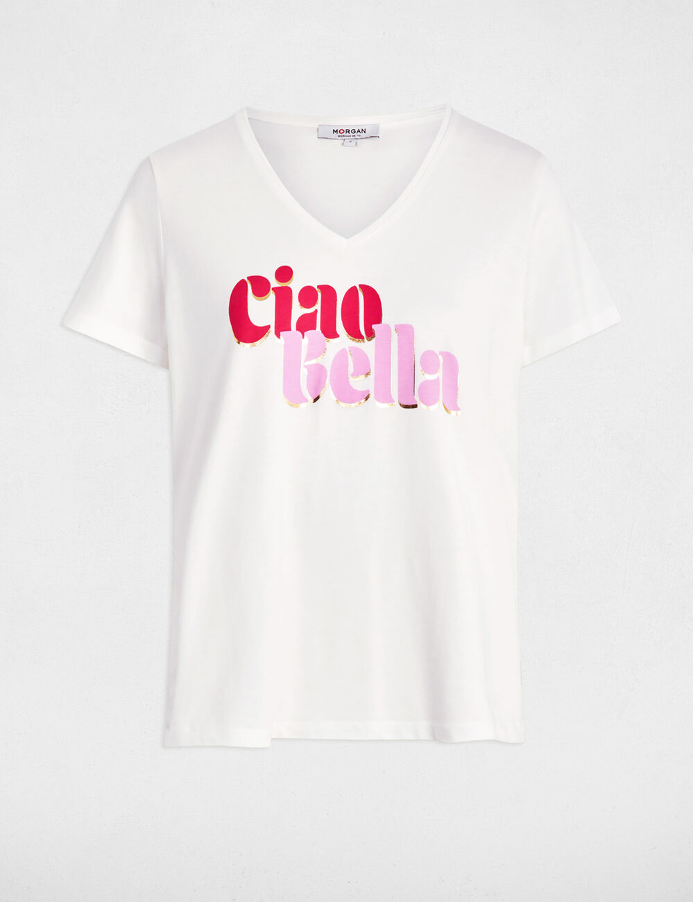 T-shirt met opschrift helder wit vrouw
