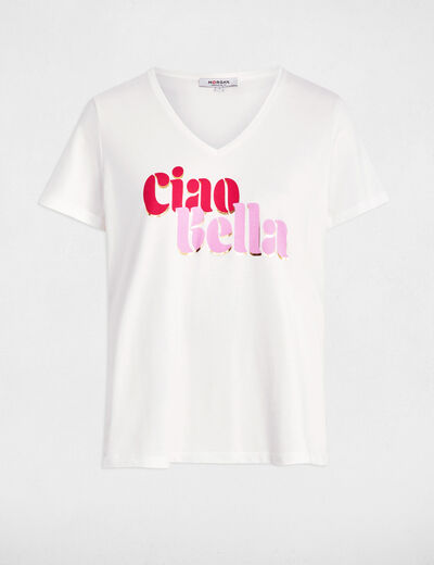 T-shirt à inscription blanc femme
