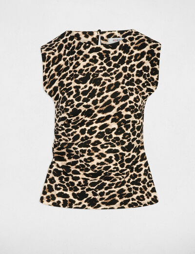 Getailleerd T-shirt met boothals meerkleurig vrouw