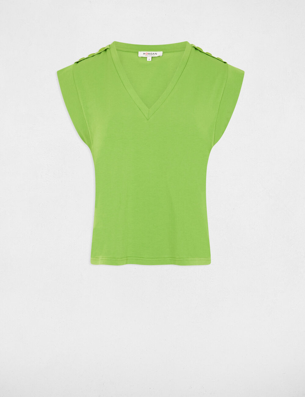 T-shirt manches courtes vert anis femme