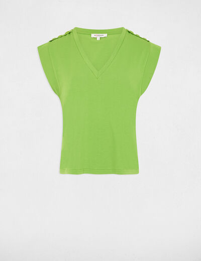 T-shirt manches courtes vert anis femme