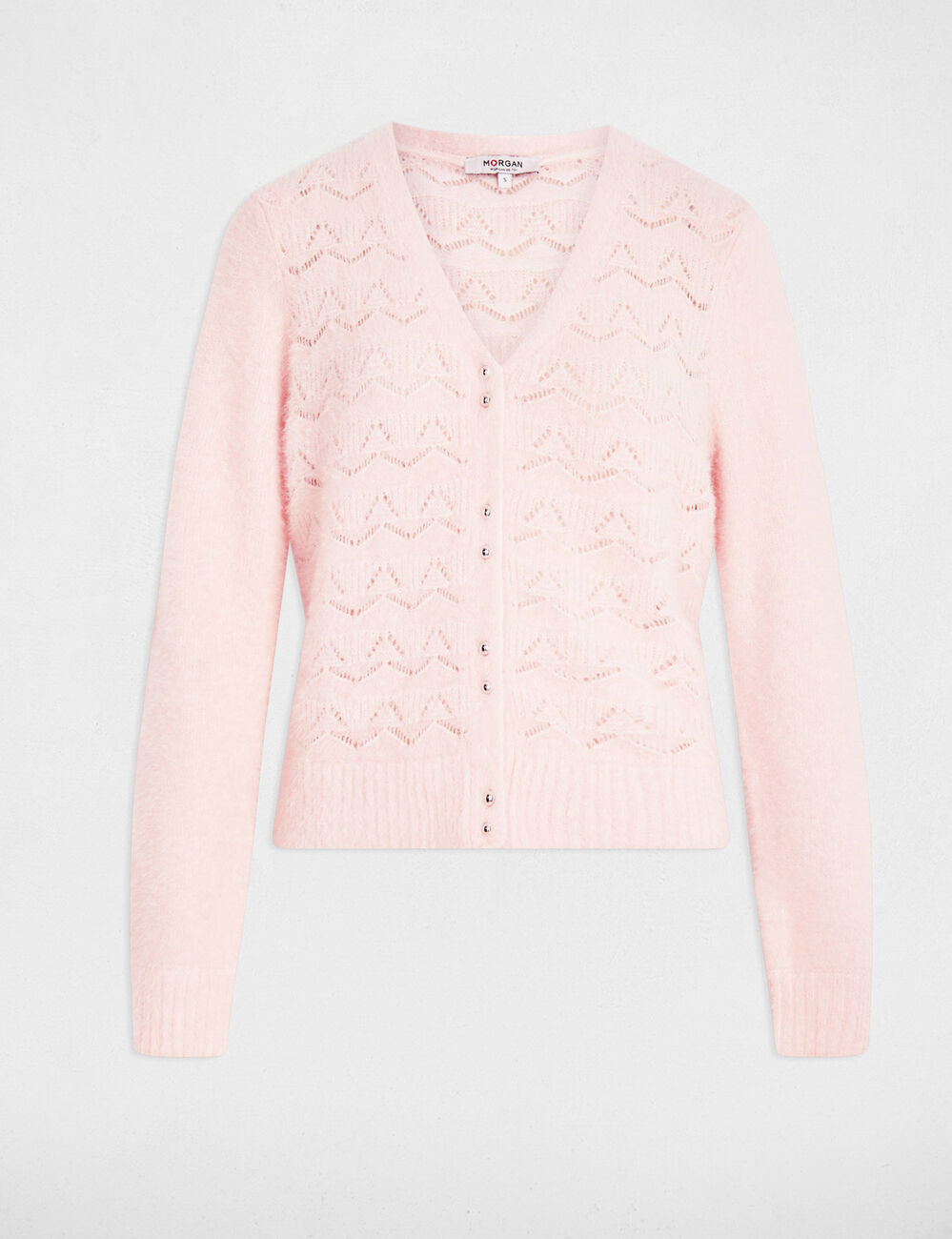Gilet manches longues rose clair femme