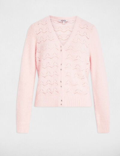 Gilet manches longues rose clair femme