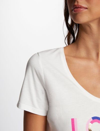 T-shirt met opschrift ecru vrouw