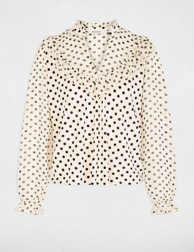 T-shirt voile col v blanc femme