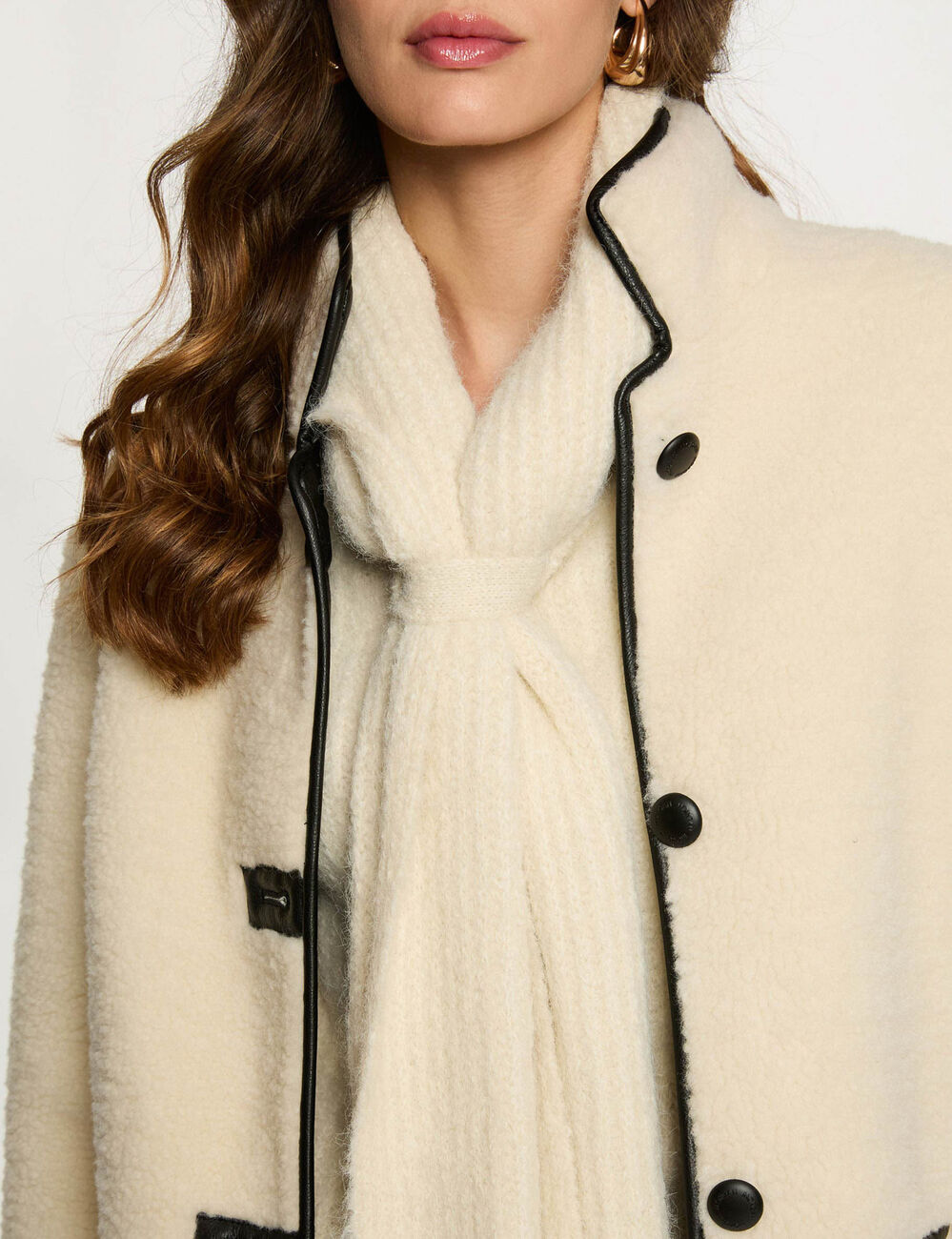 Manteau oversize duveteux beige femme