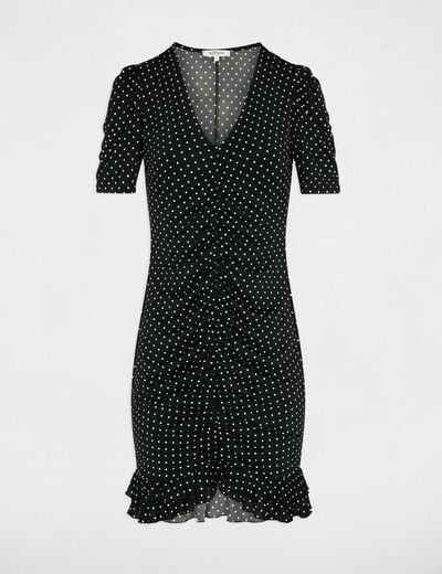 Robe courte manches bouffantes noir femme