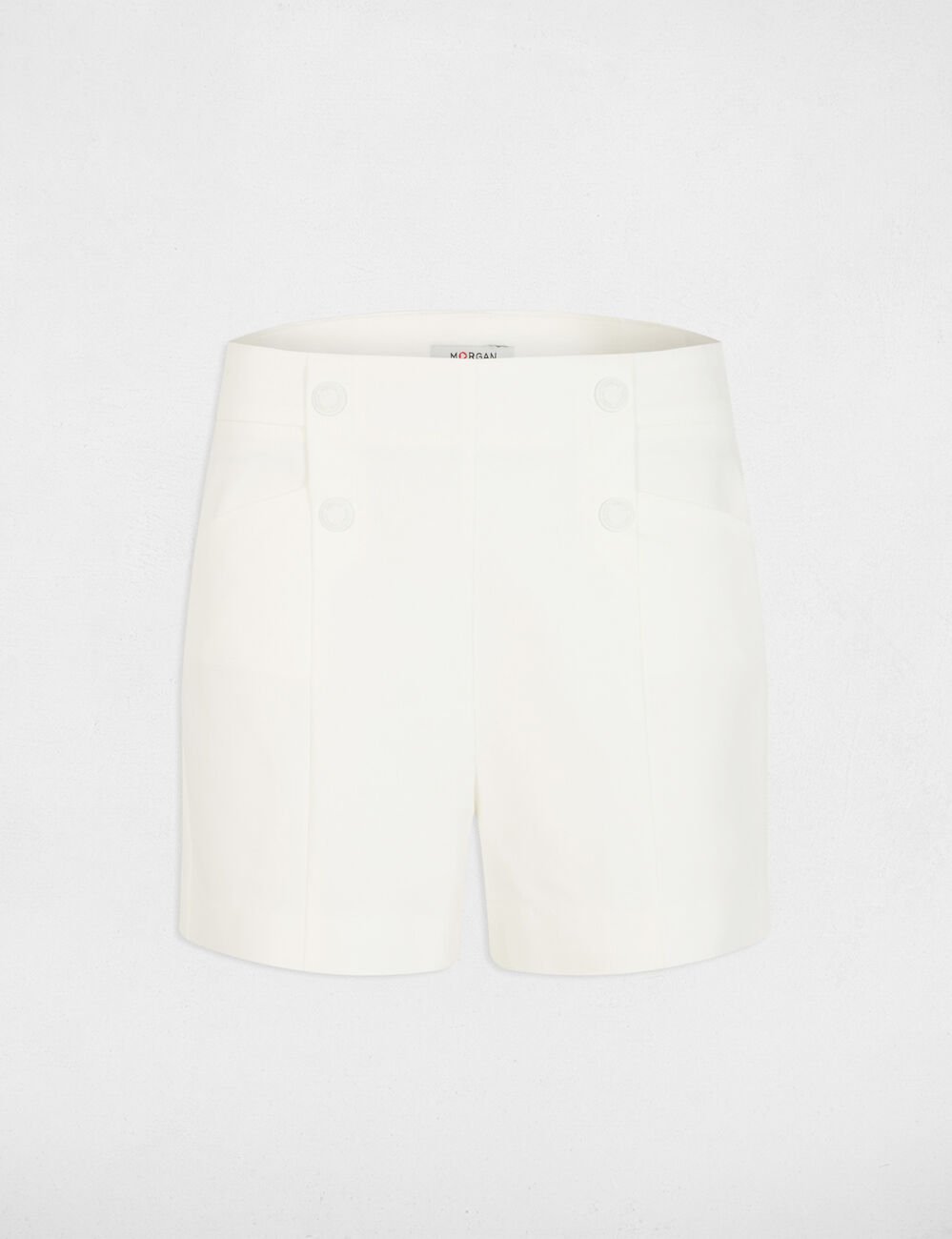 Short droit à pinces blanc femme