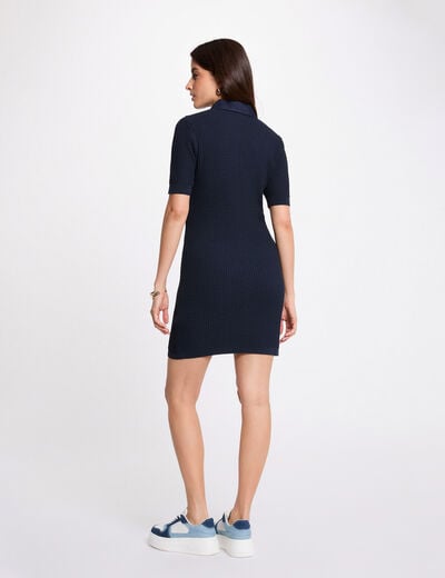 Robe courte cintr&eacute;e bleu marine femme