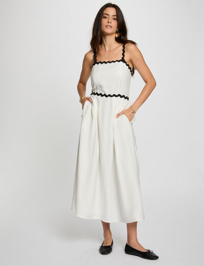 Robe ajustée bretelles fantaisie blanc femme