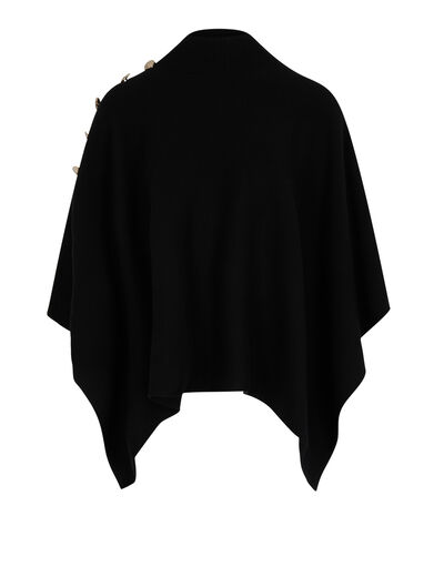 Cape met opstaande kraag zwart vrouw