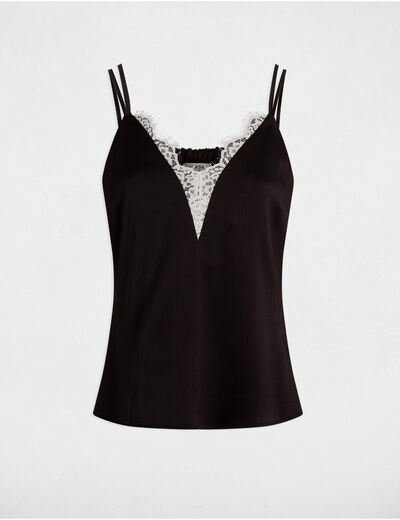 Top met fijne bandjes zwart vrouw