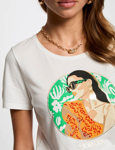 T-shirt à inscription blanc femme