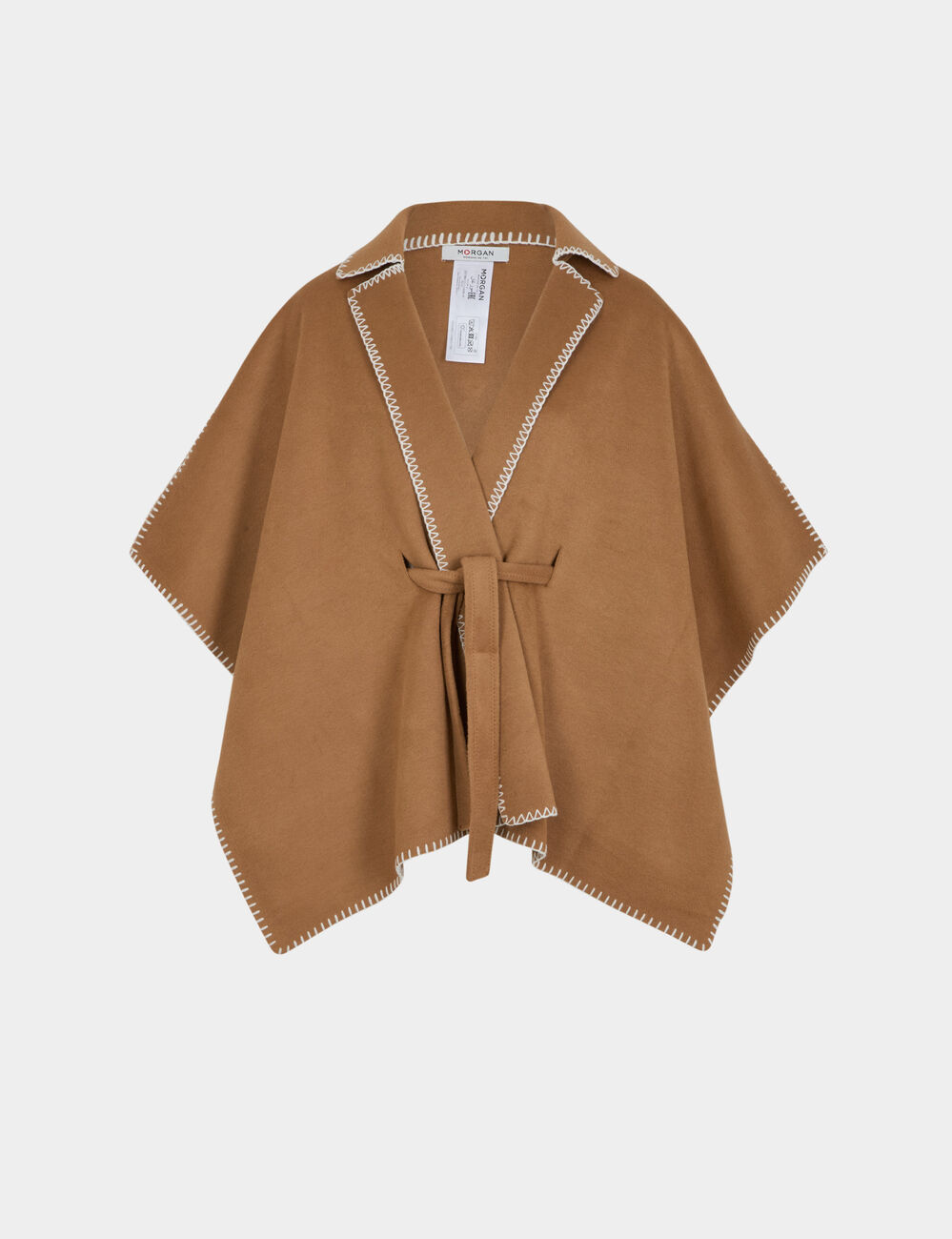 Cape ceinturée camel femme