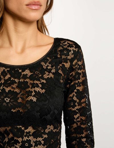 Body dentelle décolleté noir femme