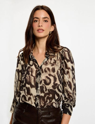 Bedrukte voile blouse meerkleurig vrouw