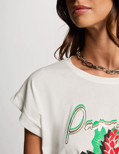 T-shirt à inscription blanc femme