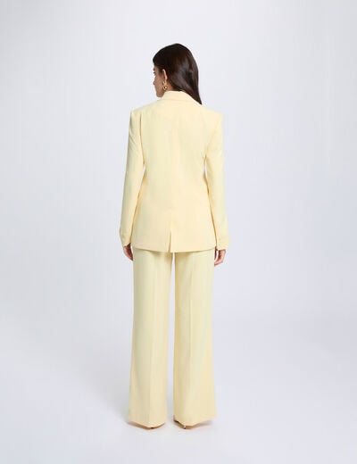 Veste col tailleur jaune clair femme