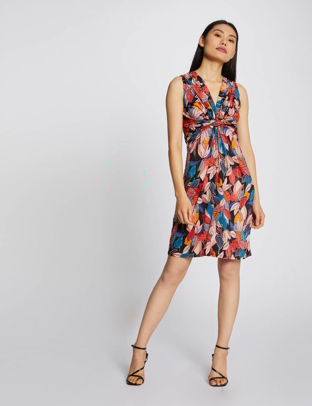 Wijd uitlopende jurk met groenteprint meerkleurig vrouw