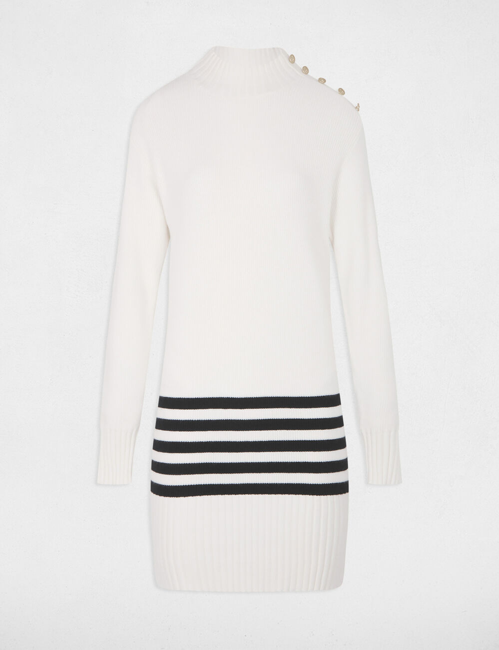 Robe courte col montant blanc femme