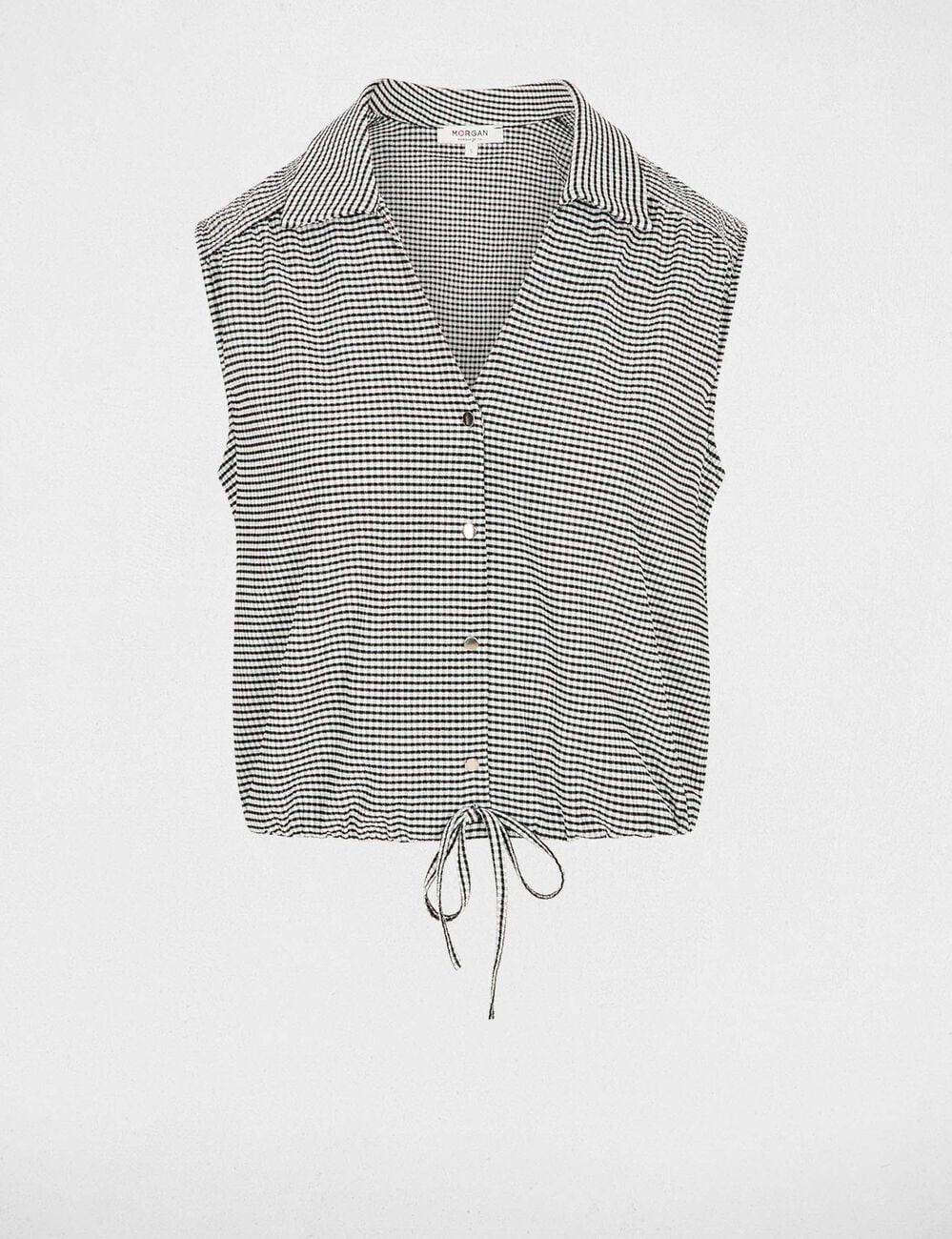 Mouwloze geknoopte blouse zwart vrouw