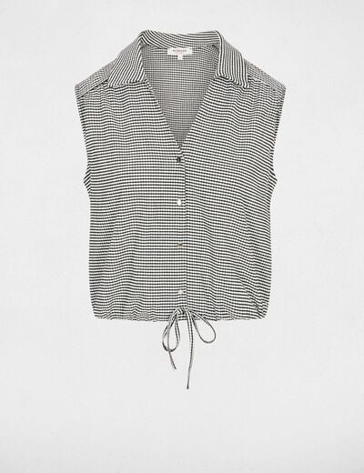 Mouwloze geknoopte blouse zwart vrouw