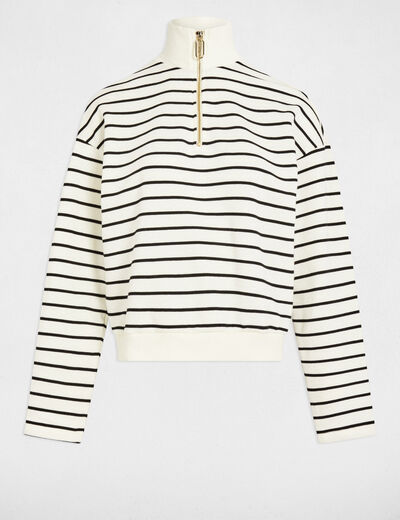 Sweat manches longues rayé blanc femme