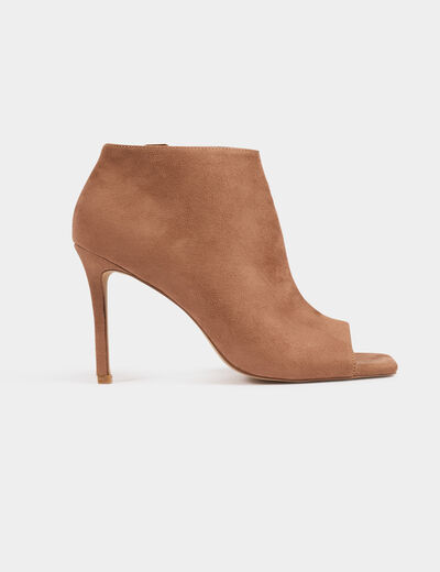 Sandales à talons demi-ouvertes marron femme