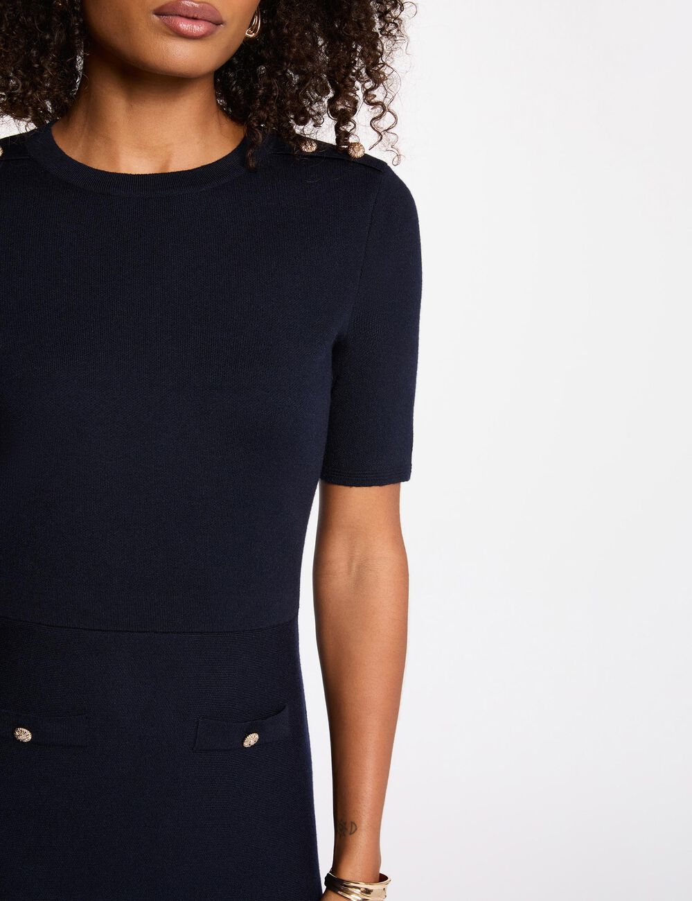 Robe courte trapèze bleu marine femme