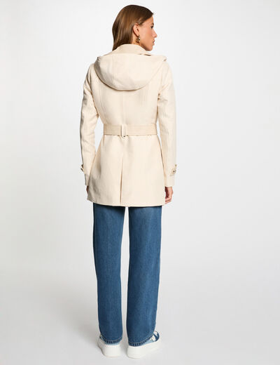 Trench détails simili cuir ivoire femme