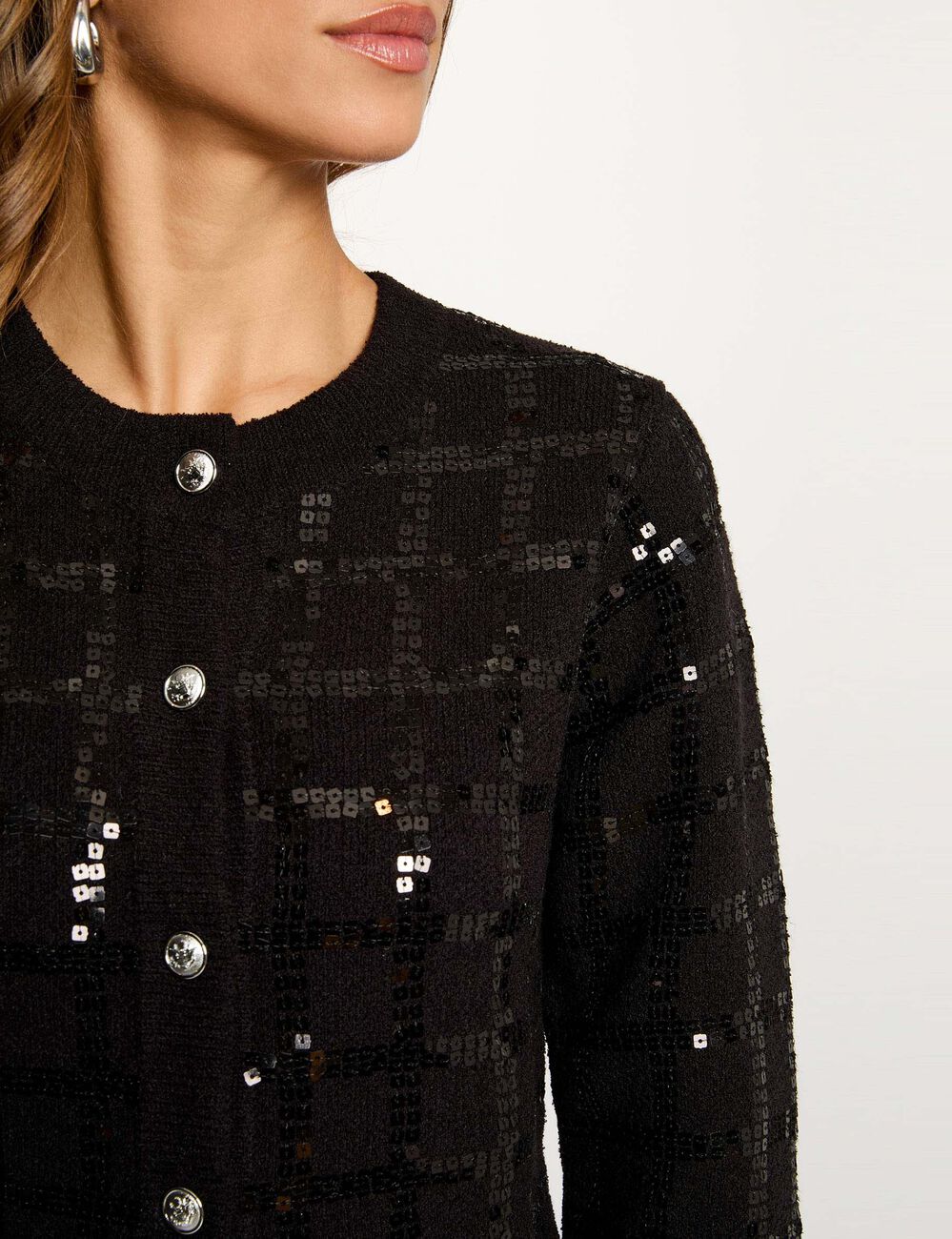 Veste ajustée à sequins noir femme