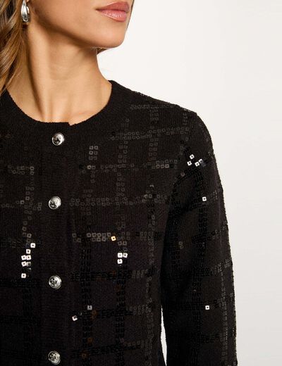 veste ajustee a sequins noir femme zwart vrouw