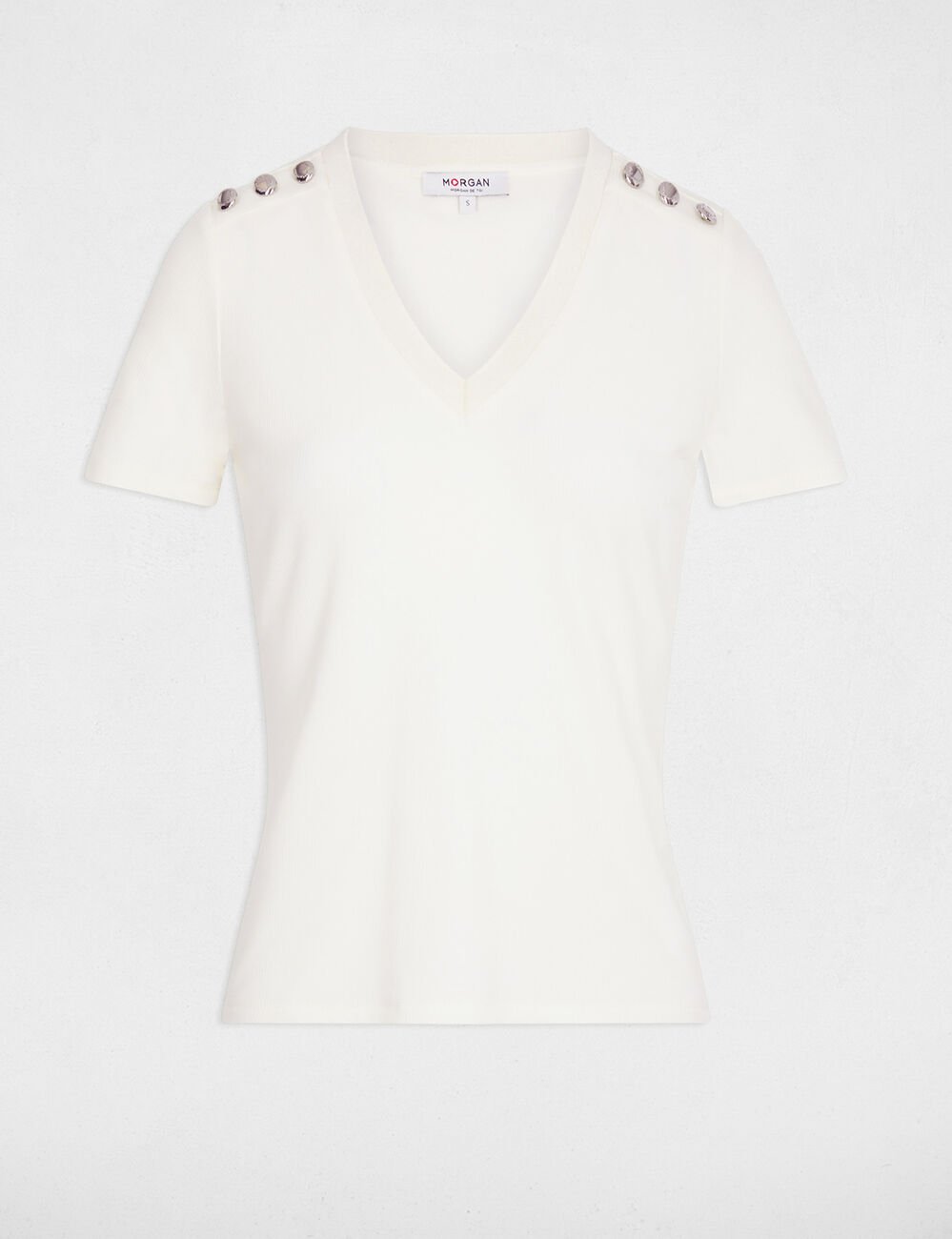 T-shirt met korte mouwen ivoor vrouw