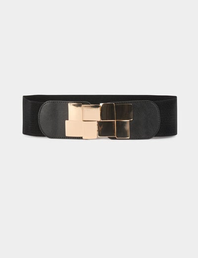 Ceinture élastiquée à boucles noir femme