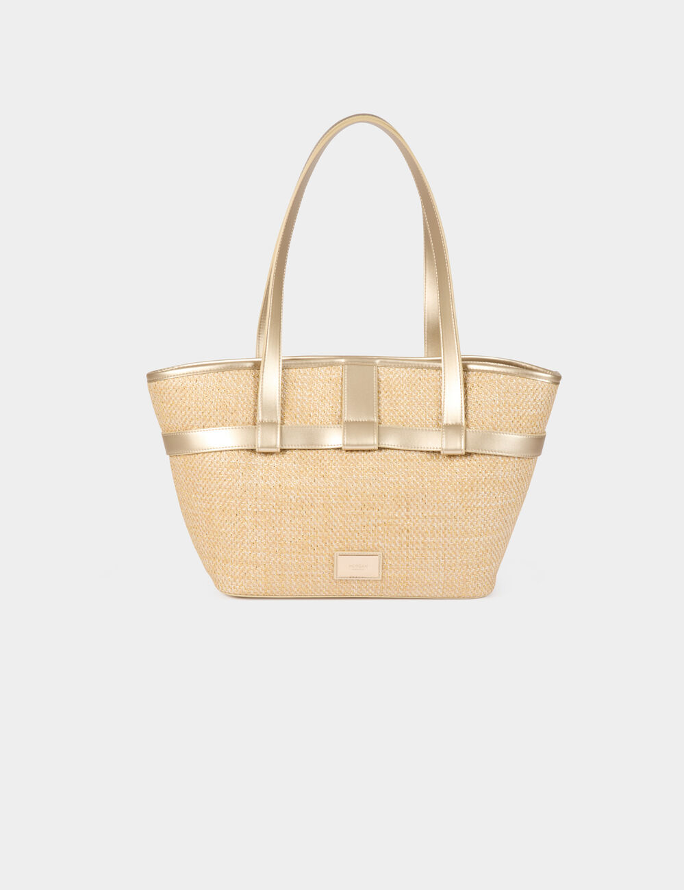 Gevlochten shopper beige vrouw