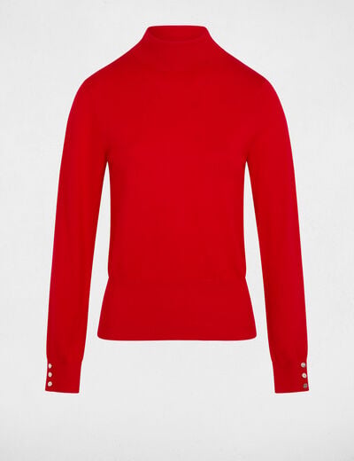 Pull col roul&eacute; rouge femme