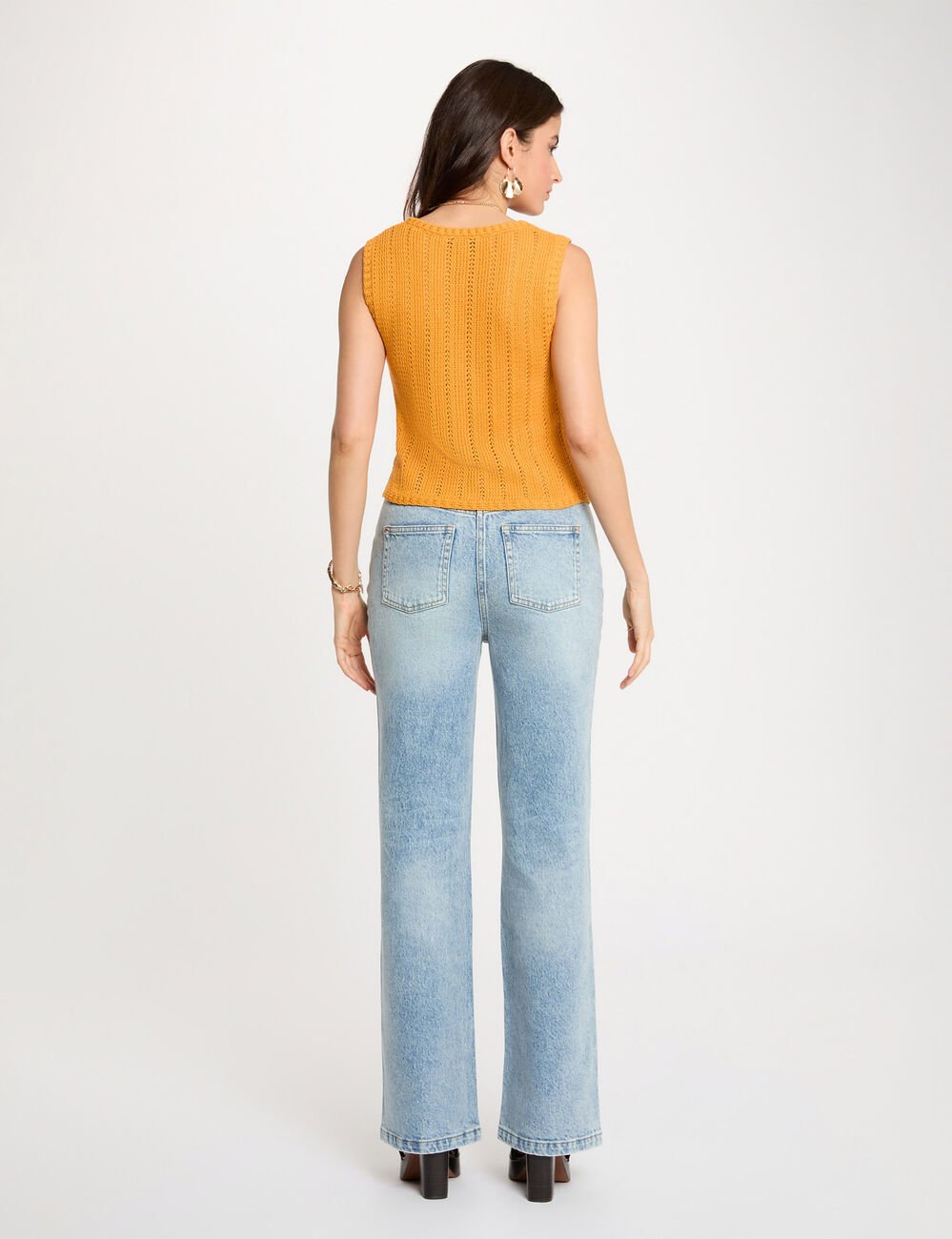 Gilet ajust&eacute; sans manches orange fonc&eacute; femme